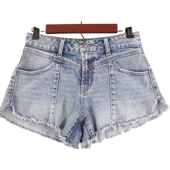 Forever 21 Pants - Forever 21 Womens High Waisted Light Wash Seamed Denim Cutoff Shorts Size 26